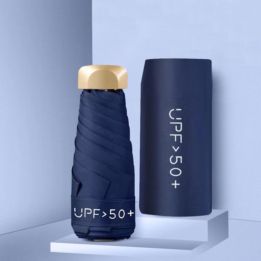Mini Black UV-Blocking Pocket Umbrella: Sun & Rain Protection, Super Lightweight Parasol