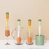 Carrot Shape 1 in 1 Long Handle Sponge Cup Brush Milk Bottle Brush for Vacuum Cup Lid Gap Cleaning Brush