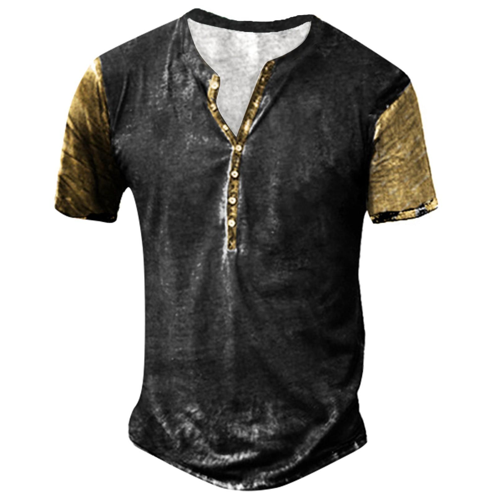 

Мужская модная футболка с коротким рукавом и вышивкой с коротким рукавом и принтом на весну и лето XL жёлтый