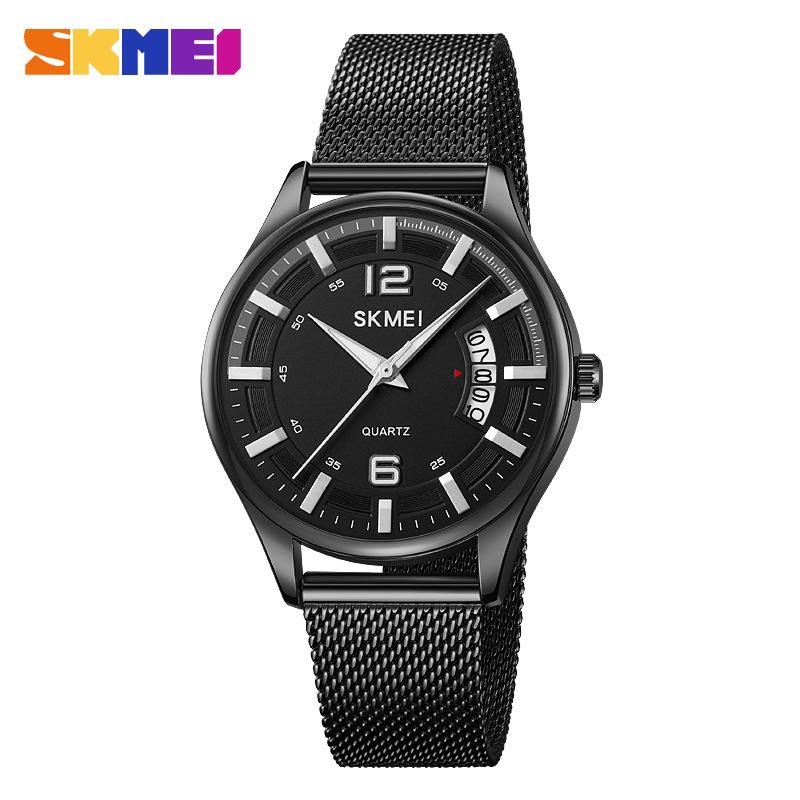 Round Large Dial Men's Watch with Calendar Stainless Steel Men's Watch Waterproof Casual Men's Quartz Watch