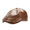 Fashion PU Beret Hat Retro Adjustable Painter Hat Casual British Style Newsboy Hat Men Women