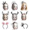 Masquerade  Devil Horn Hair Hoop Lace Veil Topper Halloween Headband Spider Veil Mask Hairband