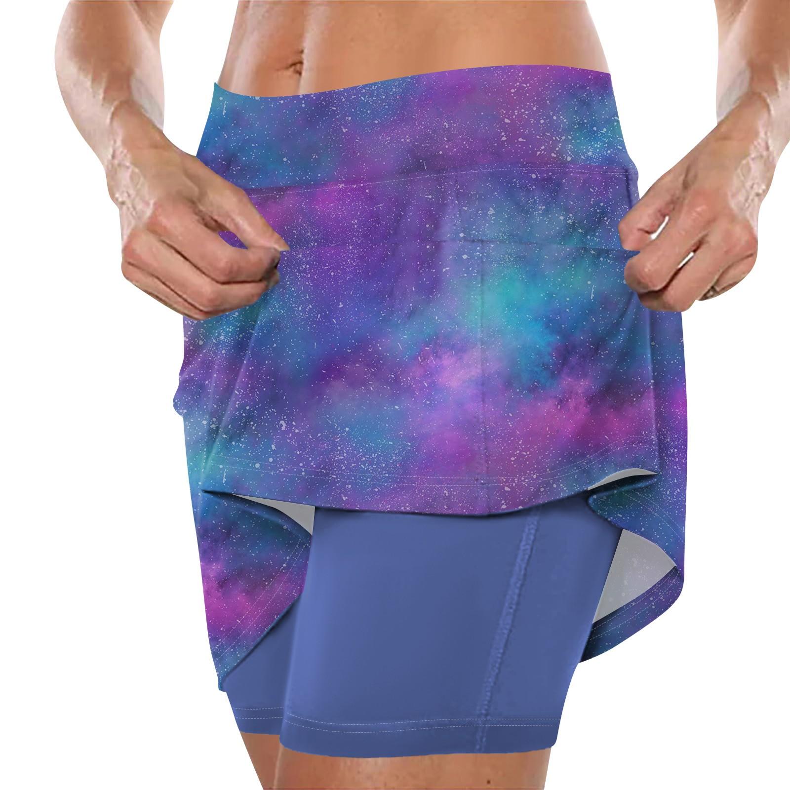 

Женская юбка, эластичные брюки-кюлоты для йоги для женщин, спортивные шорты с принтом, легкие узкие однотонные бегуны с высокой талией L синий