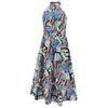 GMXIA Women's Fashion Summer Spring Floral Print Sleeveless Half Turtleneck Casual Dresses