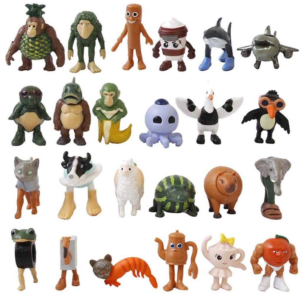 Set of 24 Tuntun Tun Sahur Mini Figures (3.5-5.5 cm) PVC by Italian Brain Lot, Toys, Accessories, Gifts (Set of 24 in a Bag) [Parallel Import]