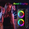 High-Power Wireless Speaker with Subwoofer - Sleek Black, Wireless-Enabled, Large Outdoor Sound System with Vibrant Part Disco Lights
