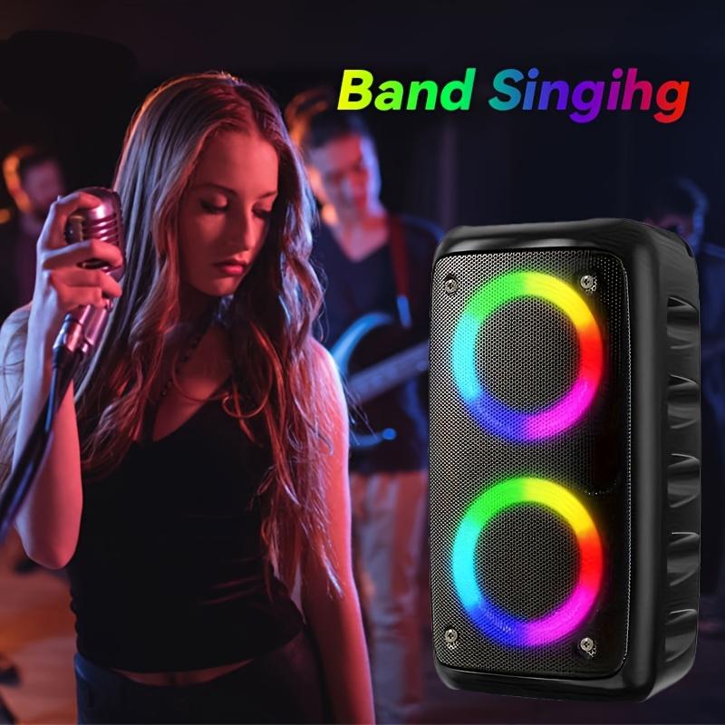 High-Power Wireless Speaker with Subwoofer - Sleek Black, Wireless-Enabled, Large Outdoor Sound System with Vibrant Part Disco Lights