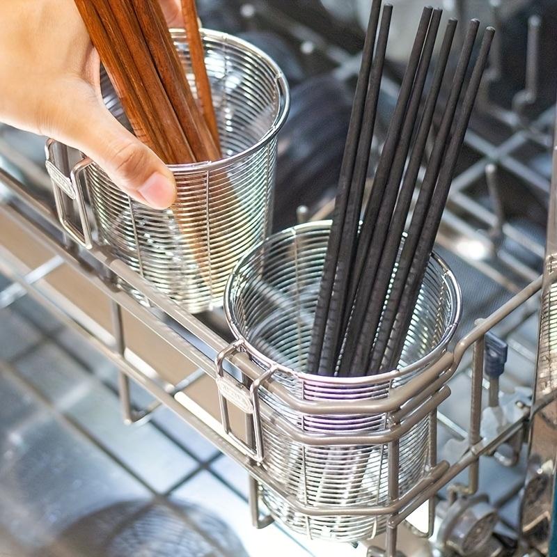 Stainless Steel Utensil Drainer & Holder - Heavy-Duty Rustproof Dish Rack with Drainage System, Fork/Spoon/Chopsticks Organizer