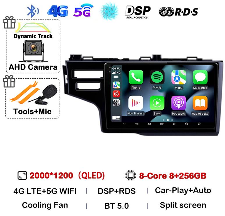Android 14 Carplay Auto For Honda Jazz 3 2015-2020 Fit 3 GP GK 2013-2020 LHD Car Radio Multimedia Player Stereo GPS Head Unit 4G