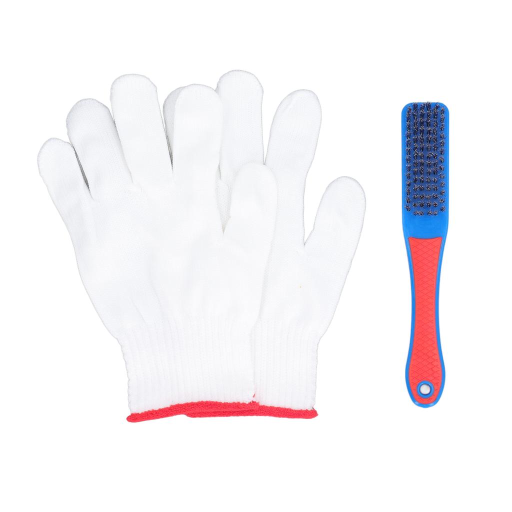 Stainless Steel Brush Comfortable Silicone Handle Portable Wire Brush Set with Gloves for Wheels
