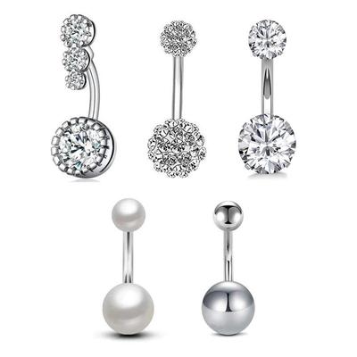 5PCS Set 14G Belly Button Rings Barbells for Women Girls Navel Rings GZ Body Jewelry Navel Piercings Belly Button Piercing Surgical Steel