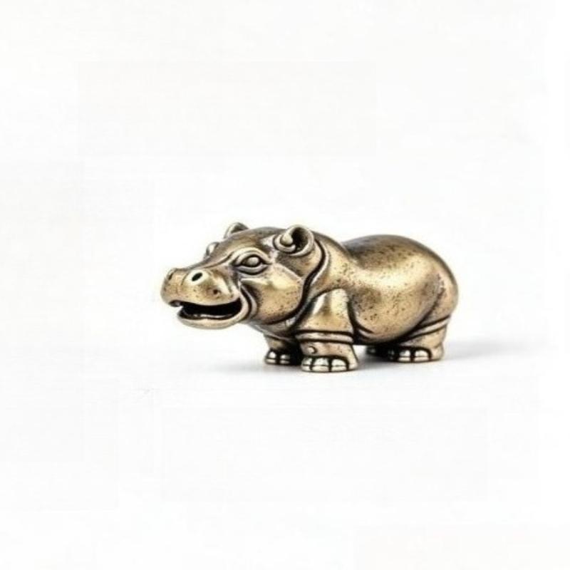 Solid Brass African Animal Figurine Rhino Hippo Elephant Handcrafted Tea Pet for Home Office Desk Decor Collection Gift