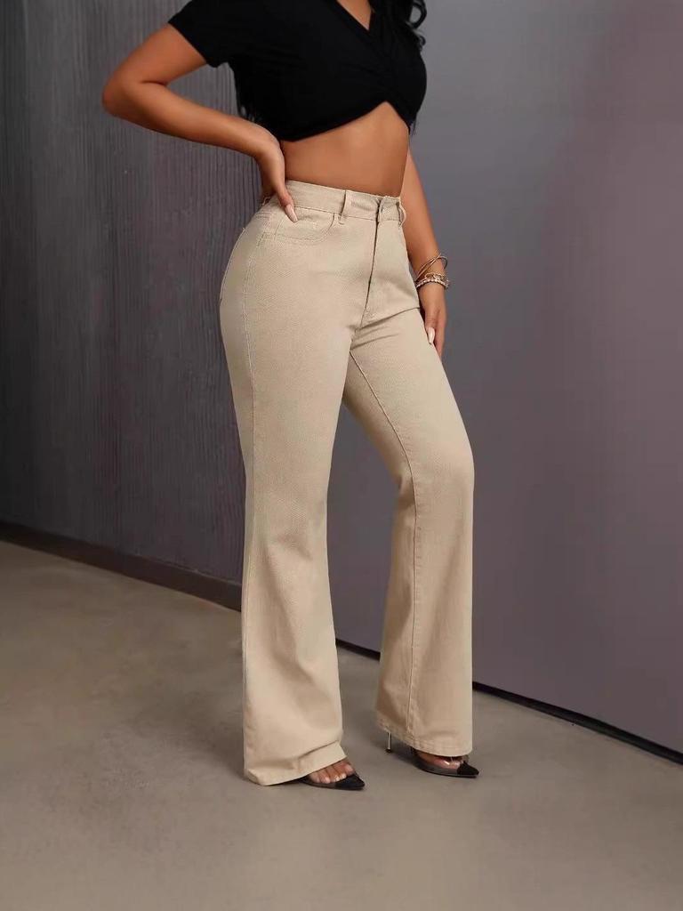 Multicolor European & American High-Waisted Loose Wide-Leg Floor-Length Casual Jeans for Women