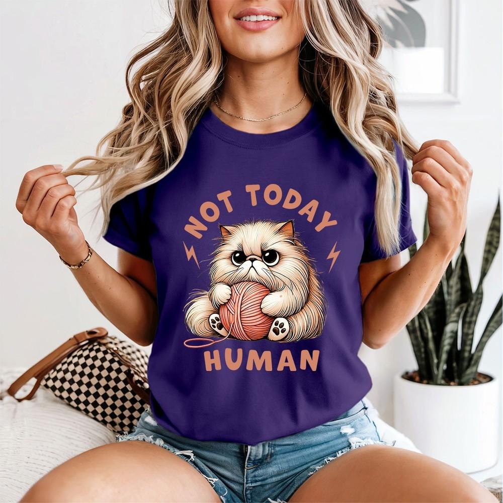 Not Today Huunisex Cat Animals Unisexs TShirt Grumpy Kitten Yarn Tee