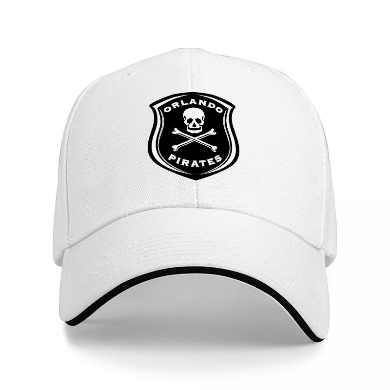 Orlando Pirates Totenkopf und gekreuzte Knochen Baseballkappe Schwarz mit Weißem Rand Logo-Design Verstellbare Passform für Erwachsene