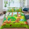 Kids Cartoon Animal Zebra Giraffe Fox Kangaroo King Queen Duvet Cover Boy Girl Rabbit Wildlife Bedding Set Polyester Quilt Cover