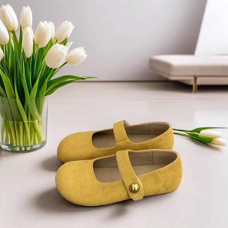 Flat Bottom Women's New Spring and Summer Single Shoes Mary Jane Women's Shoes Retro Grandma Beanie Shoes