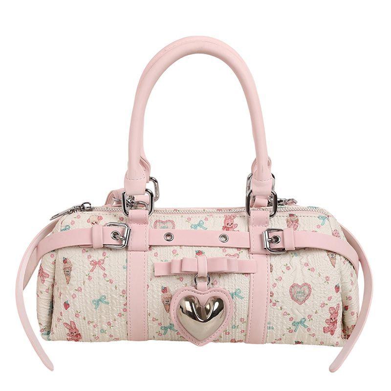 Dolce Carino Floreale Kawaii Coniglio Orso Pelle PU Grande Capacità Borsa Portaoggetti Borsa a Tracolla Borsa a Mano Borsa a Spalla Borse da Donna