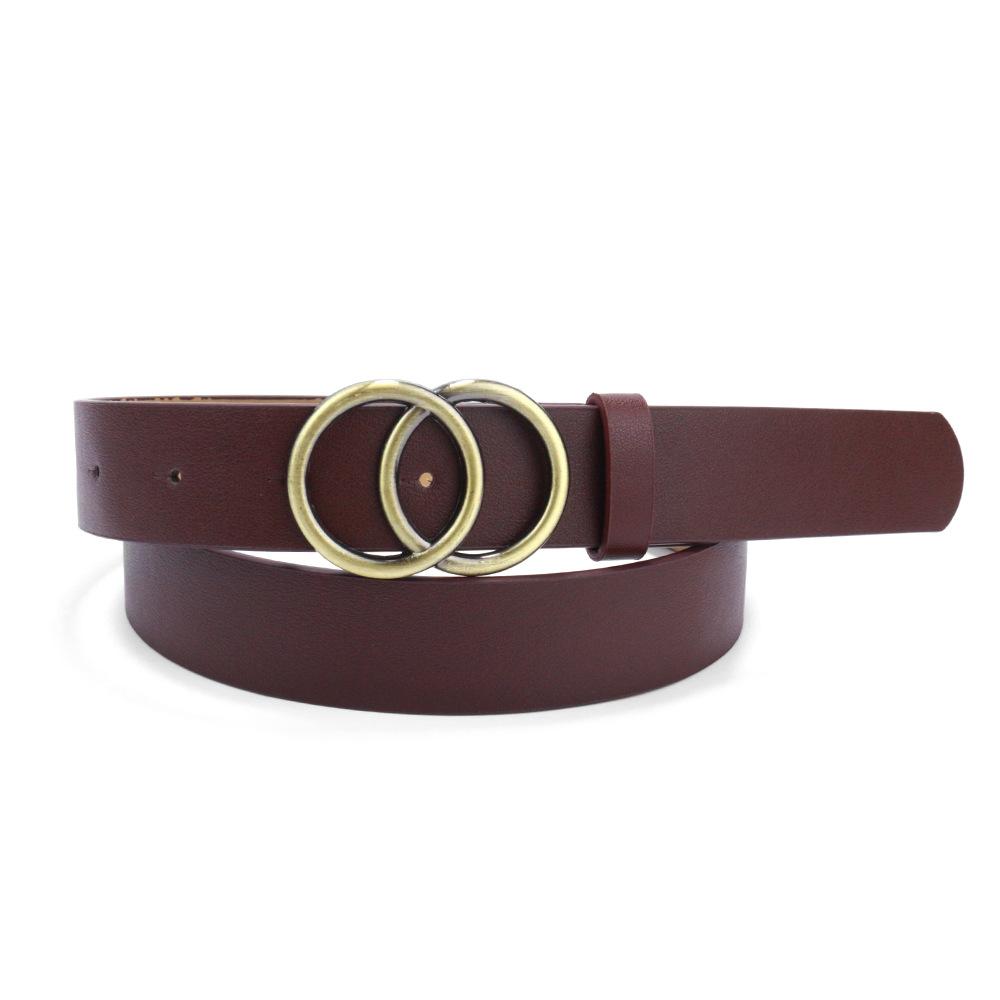 Clothing Vintage Belt Women'S Decorative Double Round Buckle Belt Jeans Belt Casual Ladies