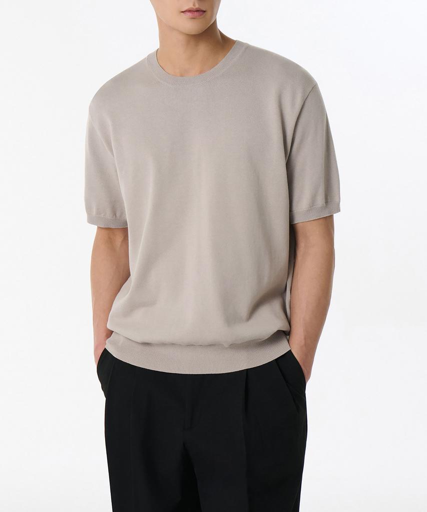 Musinsa Standard Washable Supima Cotton Crew Neck Short Sleeve Knit [Mushroom]
