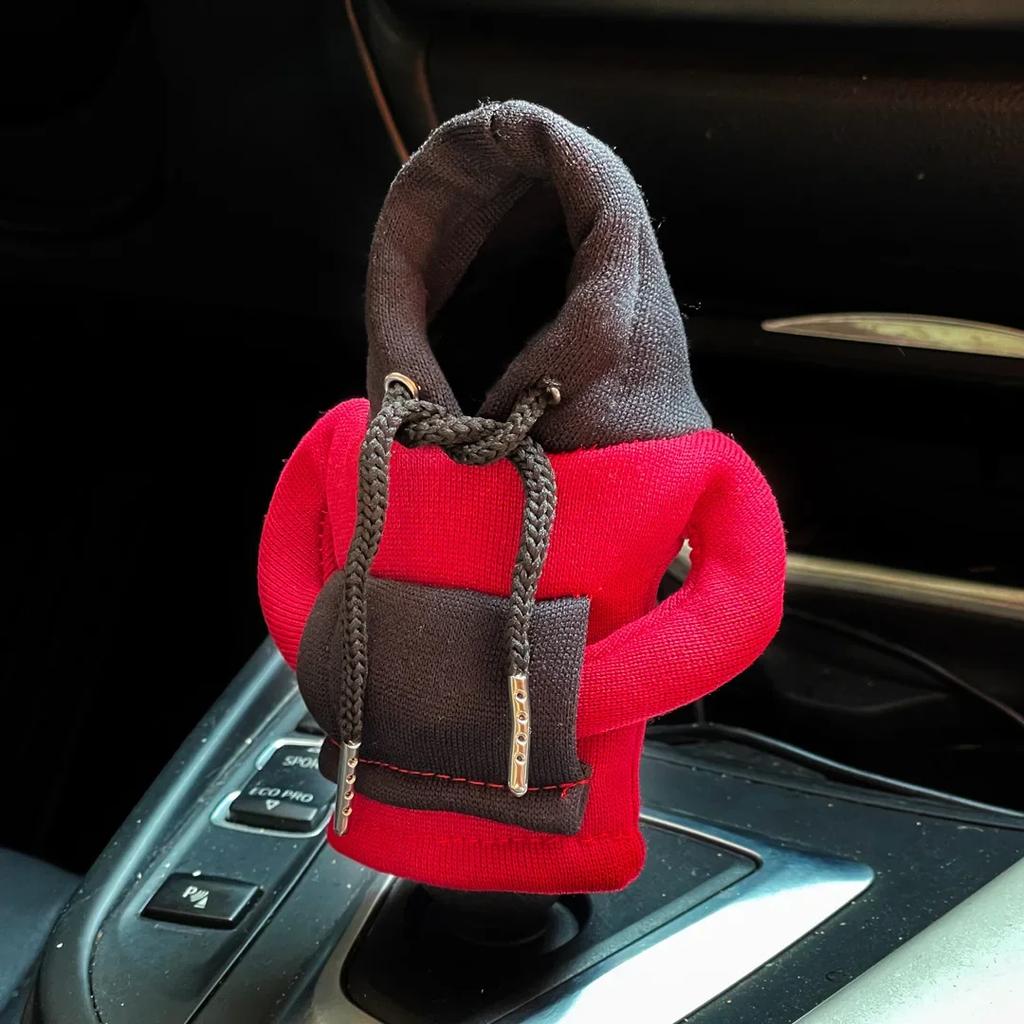 Fashion Hoodie Car Cute Cartoon Gear Shift Knob Cover Gearshift Handle Gear Lever Decorative Hoodie Cover Auto Interior Accessor
