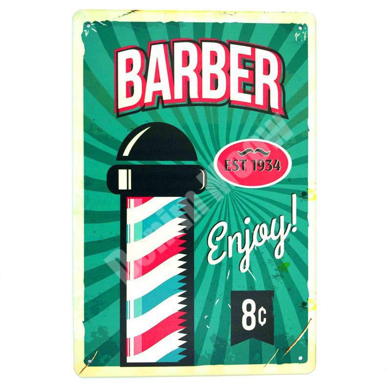 Haircut & Shave Retro Metal Plates Pub DecorationAdvertising Barbershop Wall Stickers Top Hairstyle Art Plaque Home Decor