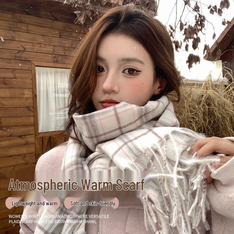 MUMARU Women's Thickened Warm Plaid Scarf