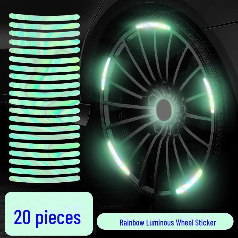 Reflective Colorful Tire Warning Stickers for Cars, Bikes, and E-Cars - Luminous Decorative Wheel Decals