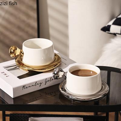 230ML Keramiktasse mit Untertasse Nachmittagstee Kaffeetasse Milchbecher Wasserbecher Teetassen Colabecher Haushalt Teeservice Haushaltsprodukte