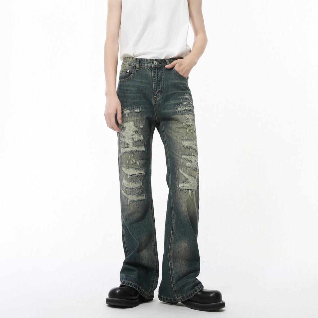 Men's clothing | Autumn new products, niche worn patches, retro old and slightly washed jeans