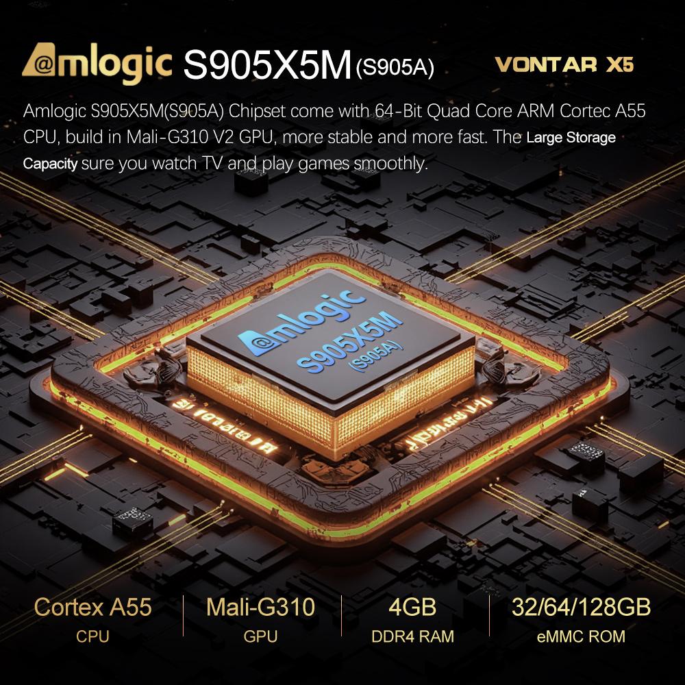 VONTAR X5 Android 14 TV Box Amlogic S905X5M 1000M Wifi6 4K 60fps AV1 Google Player Youtube Media Player