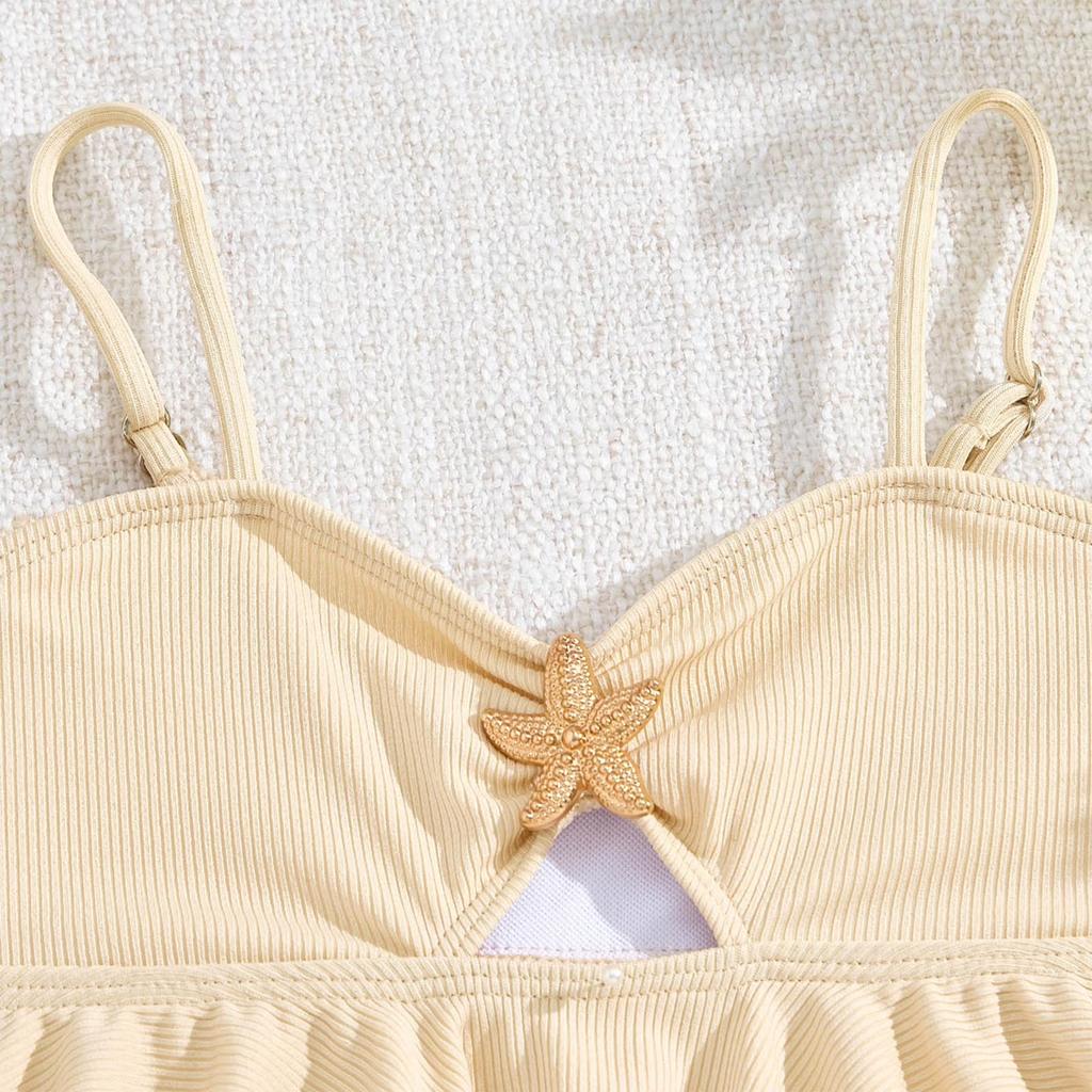 Girls Color Block Two-Piece Bikini Set for Summer Beach Vacation