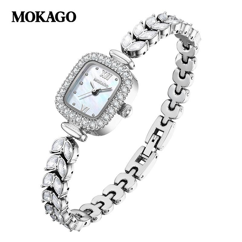 Mokaka Women s Luxury Mermaid Tail Quartz Waterproof Square Watch серебряный