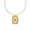 18K Gold-Plated Enamel Tarot Card Flower Pendant Necklace