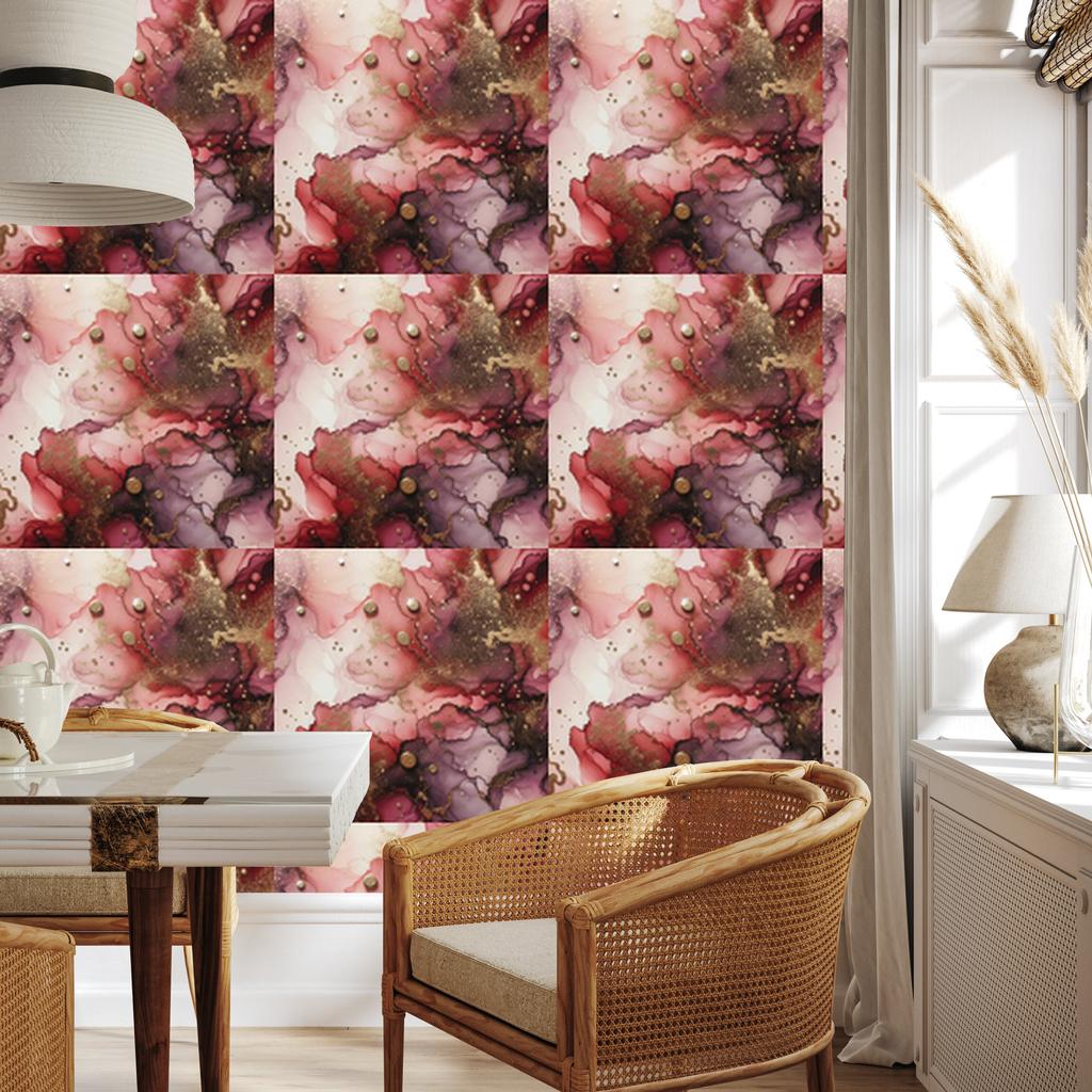 Ink Red and Coral Wallpaper for Living Room and Bedroom 50x1000