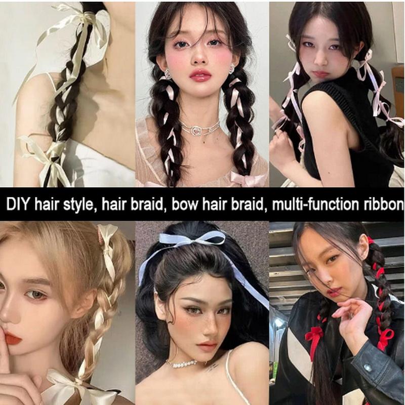 2pcs Long Ribbon Bow Hair Clip For Girls Lolita Sweet Blue hairclip Kids Side Clips Women Cute Braided hairpins Party Accessorie
