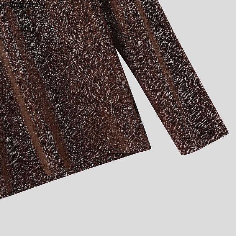 INCERUN Herren Langarm Patchwork Glitzer Lässig Locker Unterhemden Tops T-Shirts