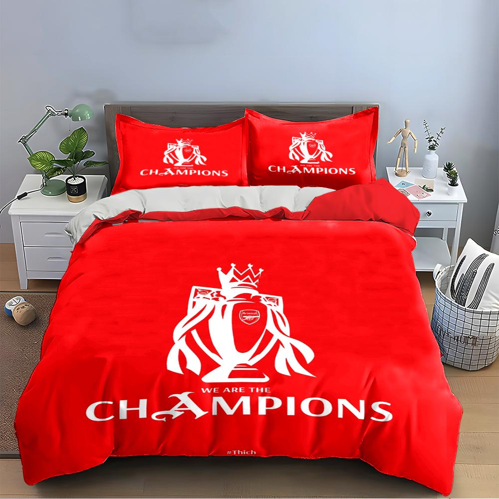 Red Champions Trophy Bedding Set Bedding Duvet Cover Set Duvet Cover Pillowcases Home Decor (1 * Duvet Cover 2 * Pillowcases, Without Duvet Insert)