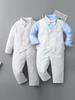 British Gentleman Christening Outfit: Boys' Long-Sleeve Three-Piece Set for Spring & Autumn