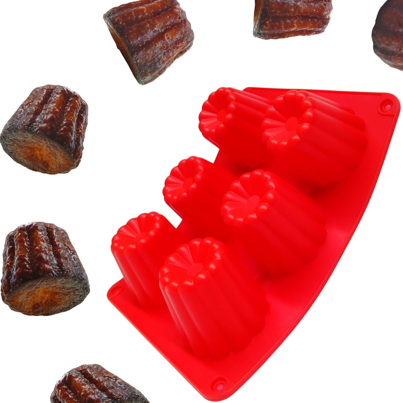 

LEONIA Silicone Canelé Mold, 6-Cup, Non-Stick, Easy to Remove, Dishwasher Safe, Reverse-Clean, Hygienic