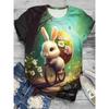 Easter Women's Funny Rabbit Prints T Shirt Short Sleeve Tees Tops 3D Prints O-Neck Shirt Summer Casual Women's Clothing Apparel