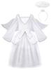 ReliBeauty Halloween Cosplay Angel Costume for Feather Long Long Size 110 Girls, Wings, Sleeves, Dress, White,