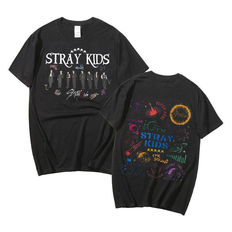 Support Stray Kids Combination Around Harajuku Print Fashion Men S And Women S T-Shirts Tops Short Sleeves S