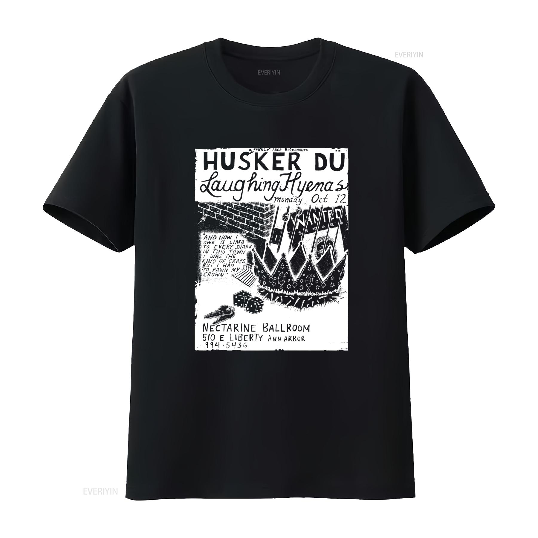 

Husker Du Laughing Hyenas Gig Flyer Inspired Limited Edition Classic Black Tribute T Shirt vintage Washed Versatile streetwear 4XL