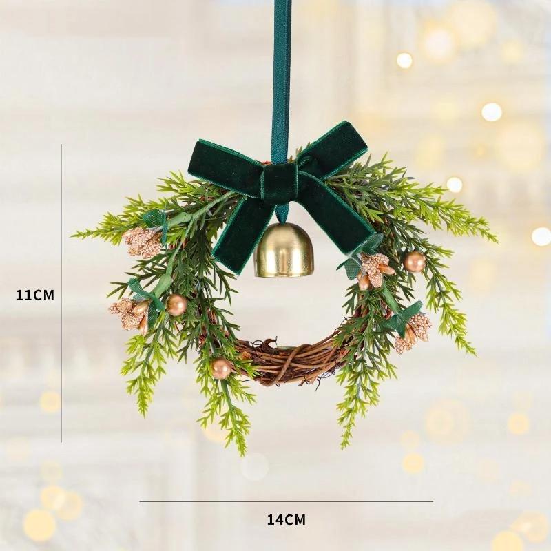Christmas Jingle Bells Door Hanger Ornament Velvet Bow Pine Cone Bell Pendants For Christmas Decoration Christmas Gift Noel