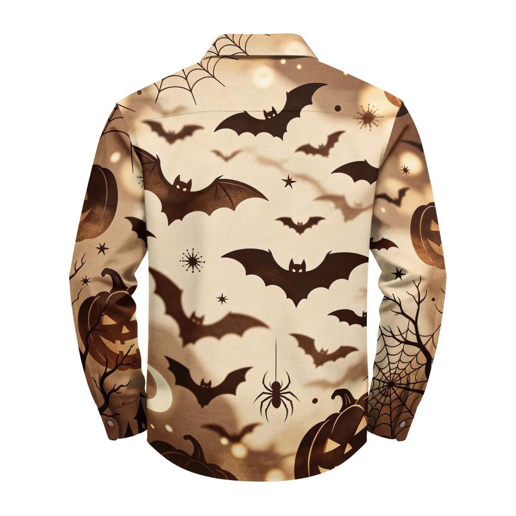 Men's Loose Fit Long Sleeve Collared Shirt Vintage Casual Breathable Button Down Shirt for Autumn Spring Daily Outdoor Workwear