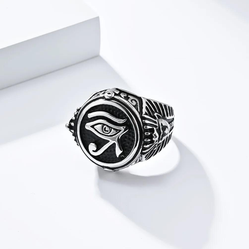Ring Horus Eye Ancient Egypt Egyptian Symbol Pharaoh Protection Amulet Talisman Health Men Women Stainless Steel Jewelry Gifts