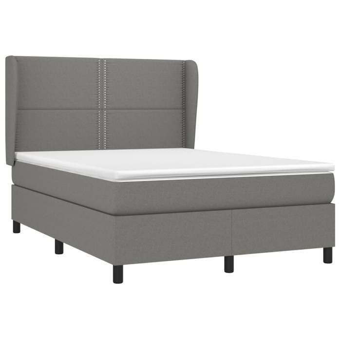 Sommier à lattes avec matelas - Maison Exclusive - 140x190cm - Tête de lit réglable - Gris foncé