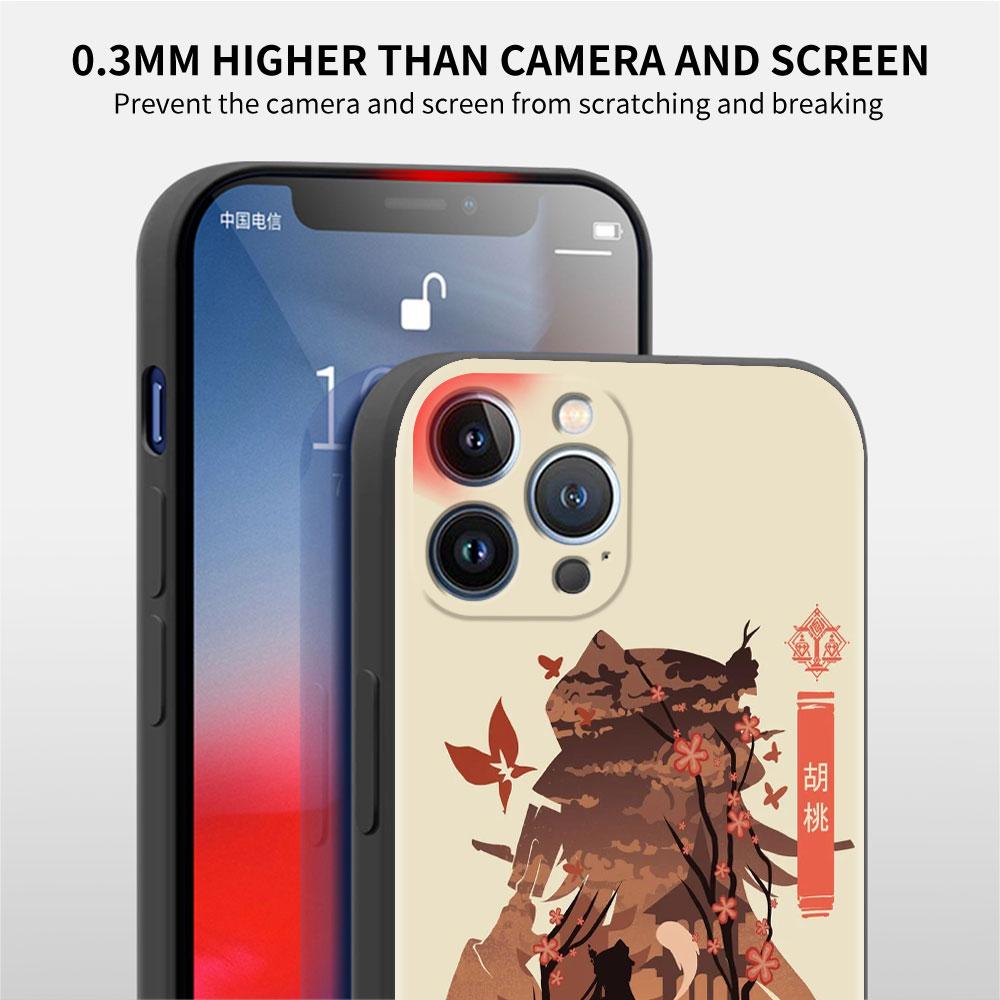 Husa Funda pentru Apple iPhone 14 11 13 7 12 Pro 7 XR XS Max 8 Plus 6 14Pro 13Mini Negru Moale Telefon Coque Anime Genshin Impact Cute
