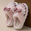 Cartoon bow wool slippers autumn and winter home living room bedroom warm fleece soft bottom lightweight cotton slippers